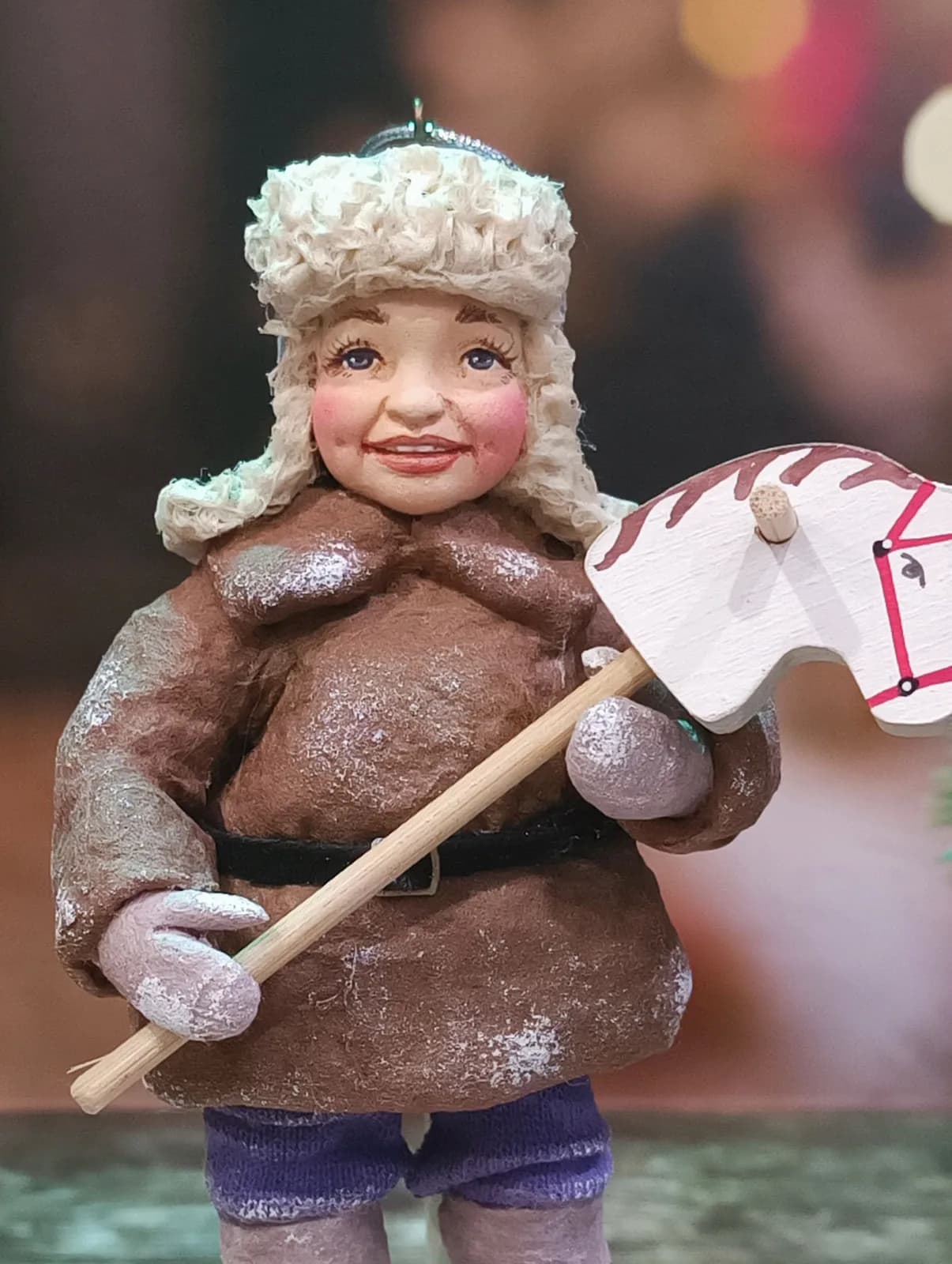 Ватная ёлочная игрушка «Коллекционная ватная елочная игрушка Мальчик с лошадкой, ретро СССР, ручная работа, подарок»