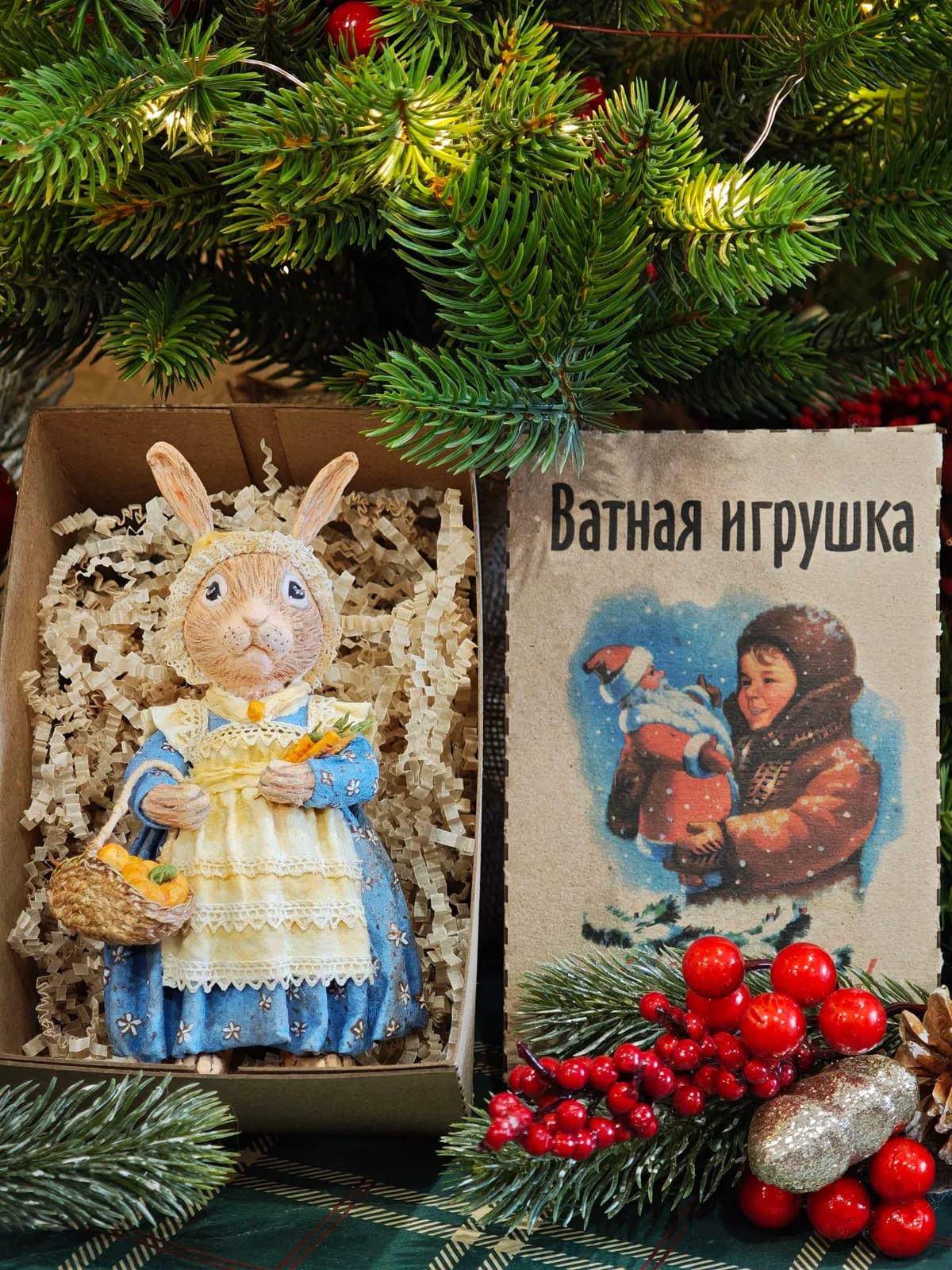 Ватная ёлочная игрушка «Мисс Кроля в летнем платье. Ватная игрушка. Коллекционная»