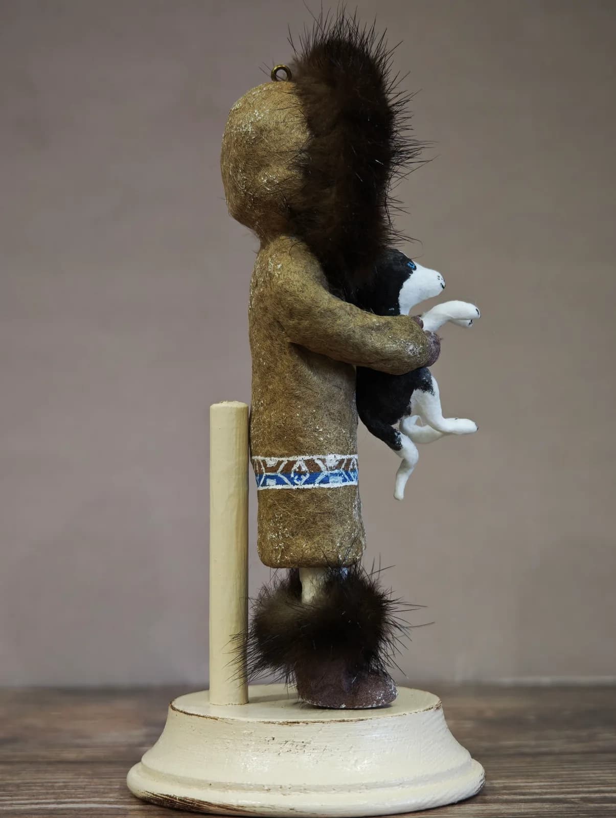 Ватная ёлочная игрушка «Коллекционная ватная ёлочная игрушка. Девочка с хаски, ретро СССР, ручная работа, подарок»