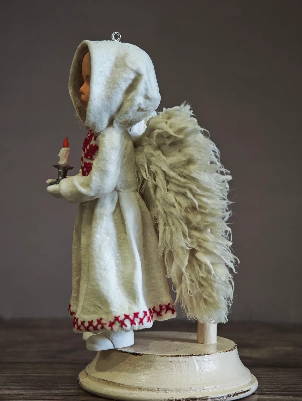 Ватная ёлочная игрушка «Коллекционная ватная ёлочная игрушка. Ангел со свечой. Ручная вышивка крестом, ретро СССР, ручная работа, подарок»