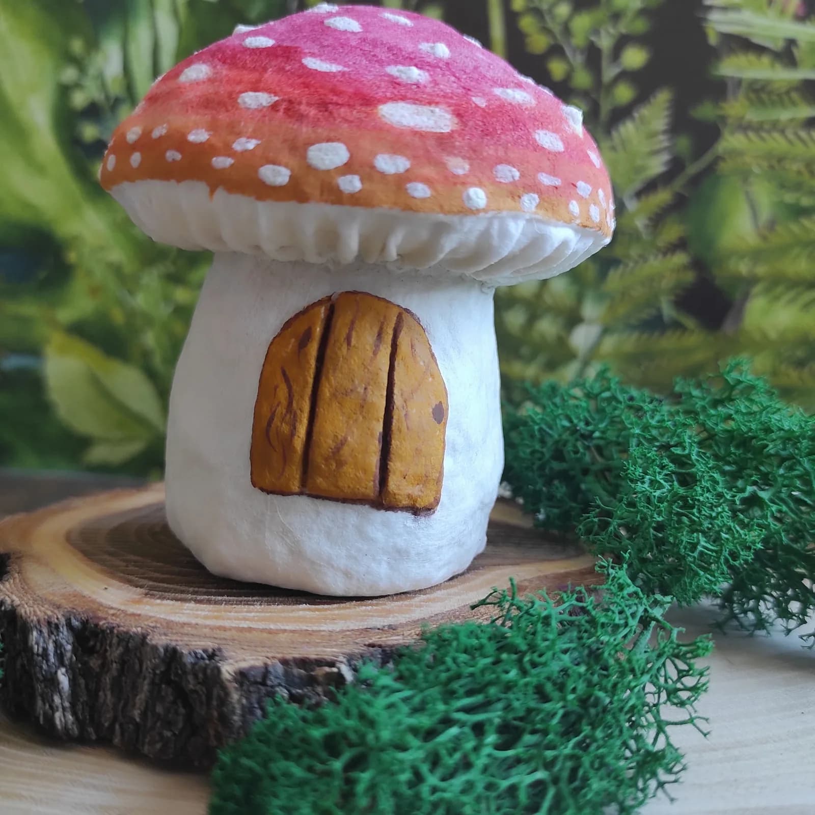 Ватная ёлочная игрушка «ватная ёлочная игрушка домик - мухомор»